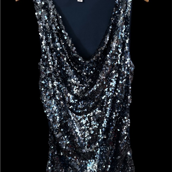 Dress Barn Glittery/Sequin Navy Blouse XL like new condition - Picture 8 of 10
